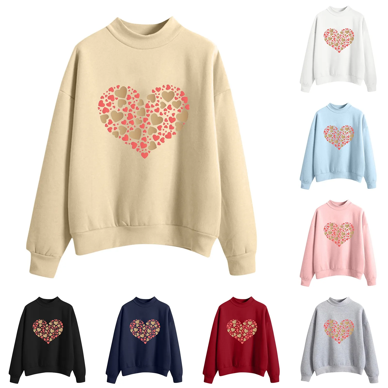 Ladies Warm Hoodies Autumn And Winter Round Neck Long Sleeved Pullover Solid Color Love Print Womens Cotton Sweatshirt
Ladies Warm Hoodies Autumn And Winter Round Neck Long Sleeved Pullover Solid Color Love Print Womens Cotton Sweatshirt