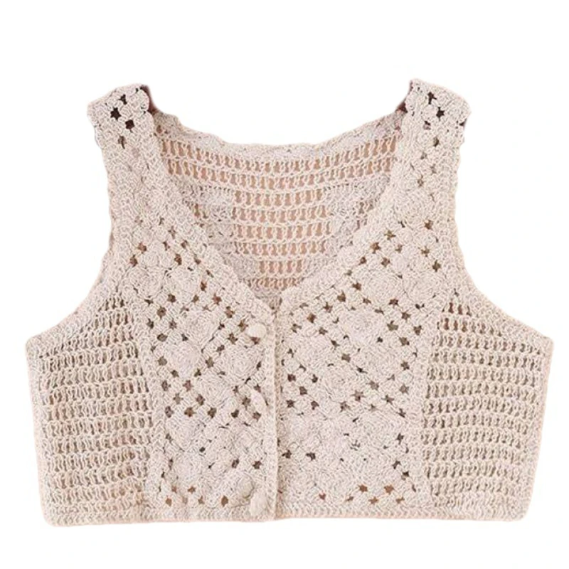 

Button Cardigan Crochet Knitting Vest V-Necked Waistcoat Baby Teens Girl Clothes