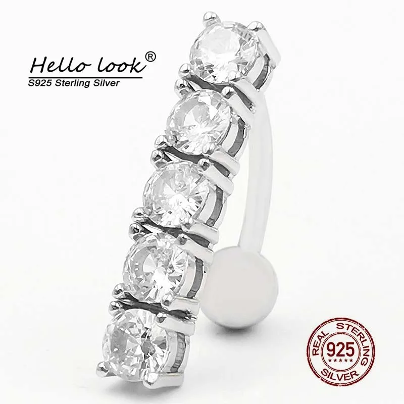 

HelloLook 2022 новые кольца для пупка вверх дном, серебряные кольца для пупка, пирсинг для пупка из циркония, ювелирные изделия для пирсинга тела