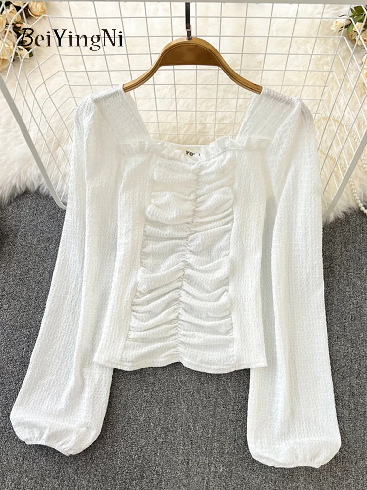 Beiyingni Spring Autumn Korean Shirts Women Ruched Square Collar Casual Lantern Sleeve Blouses Female Sexy Tops Kawaii Blusas
Beiyingni Spring Autumn Korean Shirts Women Ruched Square Collar Casual Lantern Sleeve Blouses Female Sexy Tops Kawaii Blusas