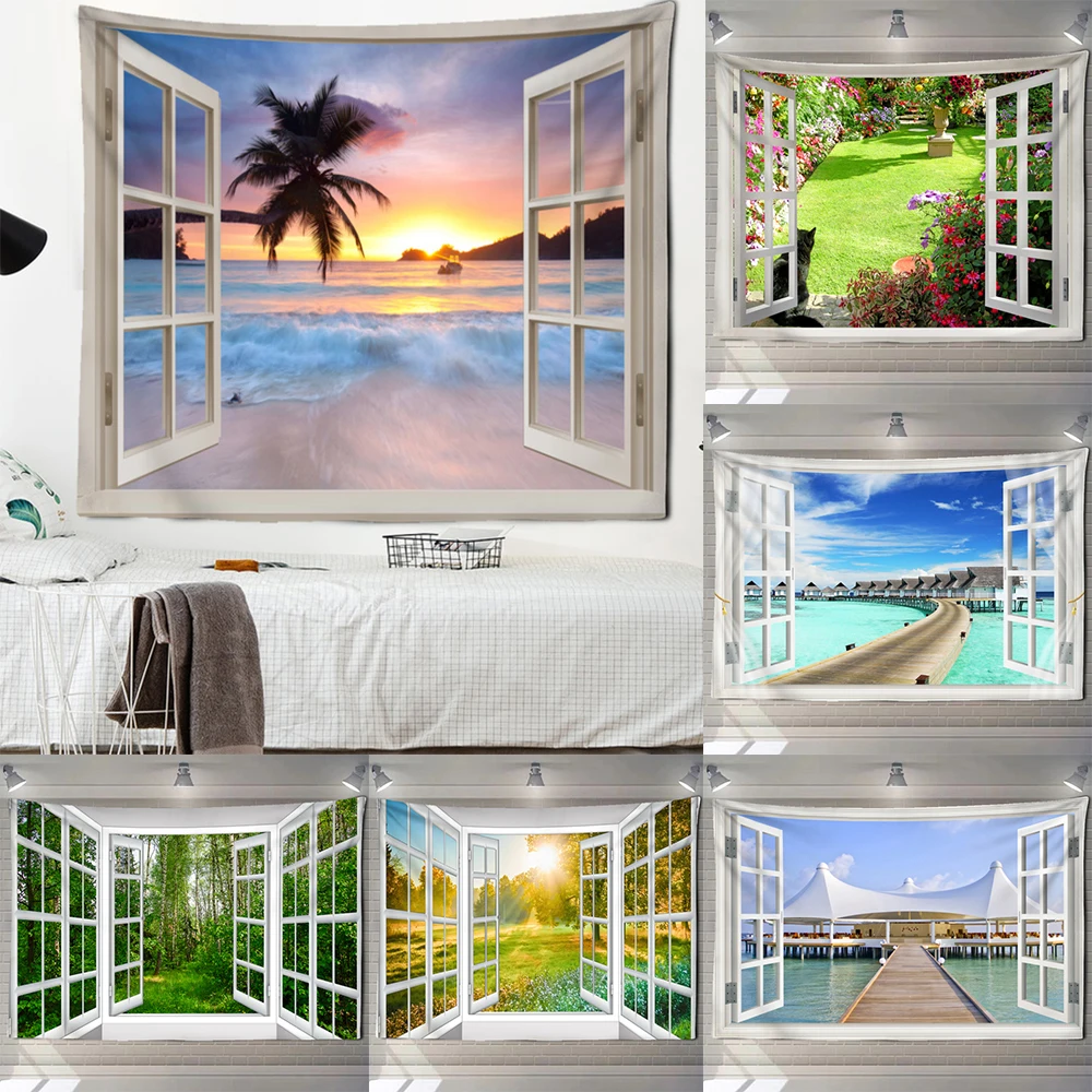 Imitation Window Beach Forest Tapestry Sunrise Over The Sea Wall Hanging Bohemian 3D HD Landscape Style Psychedelic Home Decor
Imitation Window Beach Forest Tapestry Sunrise Over The Sea Wall Hanging Bohemian 3D HD Landscape Style Psychedelic Home Decor