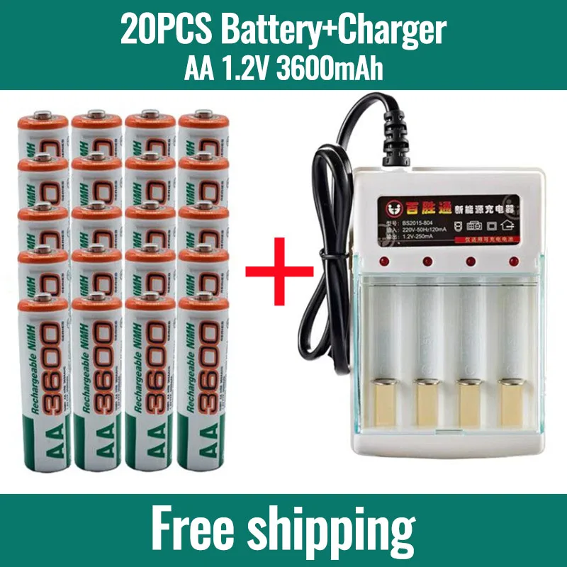 New AA Battery 3600 MAH Rechargeable Battery 1.2V Nickel Hydrogen Is Suitable for Clock and Mouse with Charger
New AA Battery 3600 MAH Rechargeable Battery 1.2V Nickel Hydrogen Is Suitable for Clock and Mouse with Charger
