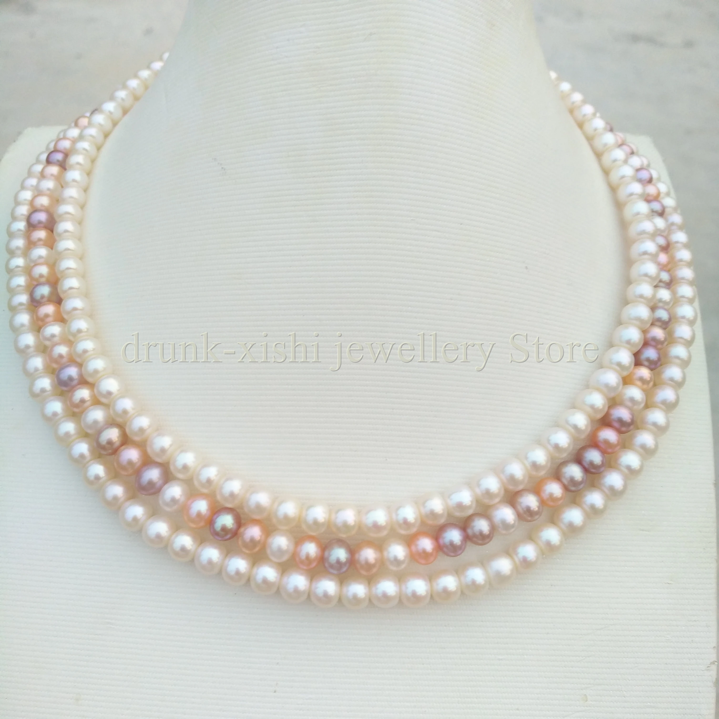New Triple Strand Three Layers Genuine Natural Multicolor White AAA++ Pearl Necklace 18'' Free Shipping At Party
New Triple Strand Three Layers Genuine Natural Multicolor White AAA++ Pearl Necklace 18'' Free Shipping At Party