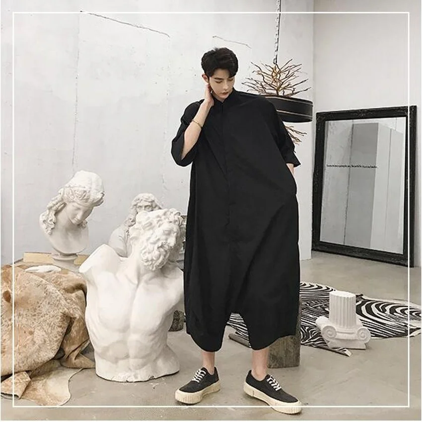 

Catwalk Spring New Fashion Rompers 2023 Men's Silhouette Straight Loose Casual Pants Hair Stylist Jumpsuit Male Hipster Overalls