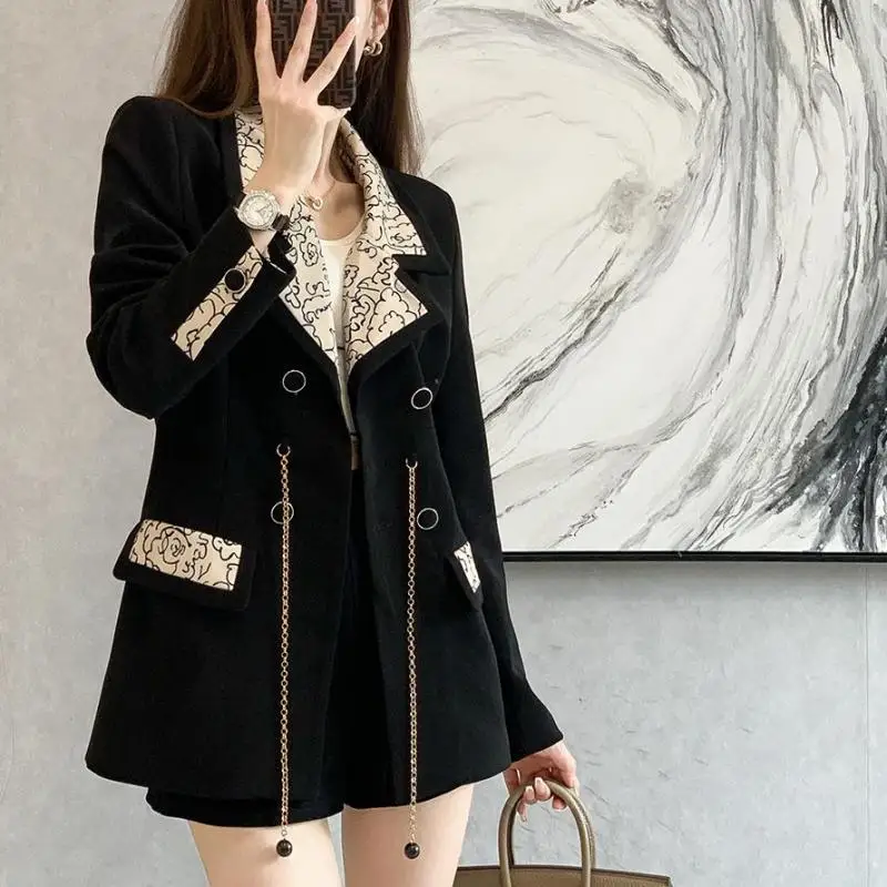 2022 Korean Casual Black Female Coat Double Breasted Straight Patchwork Ladies Blazers Long Sleeve
2022 Korean Casual Black Female Coat Double Breasted Straight Patchwork Ladies Blazers Long Sleeve
