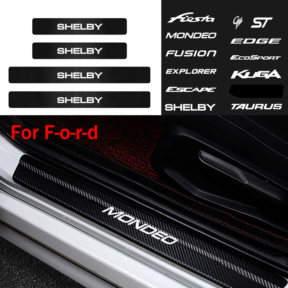 4 шт. виниловые наклейки на пороги автомобиля Ford Fiesta ST Ecosport Kuga Fusion Edge TAURUS Mustang Ghia |