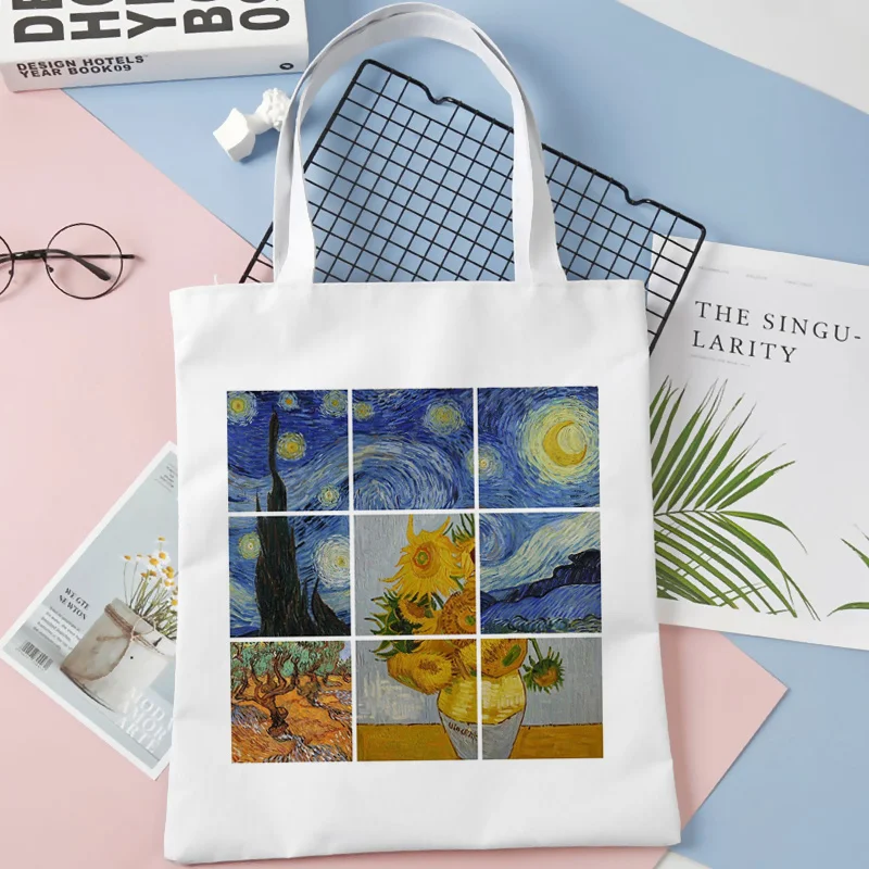 Tote Shoulder Canvas Bag Shopper Bags Large Capacity Eco Handbags Female Van Gogh Casual cute kawaii harajuku school Bag
Tote Shoulder Canvas Bag Shopper Bags Large Capacity Eco Handbags Female Van Gogh Casual cute kawaii harajuku school Bag