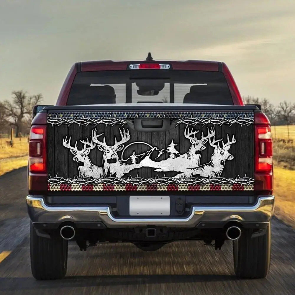 

American Deer Hunting Truck Tailgate Wrap Decal SUV Accessories Gift For Hunter