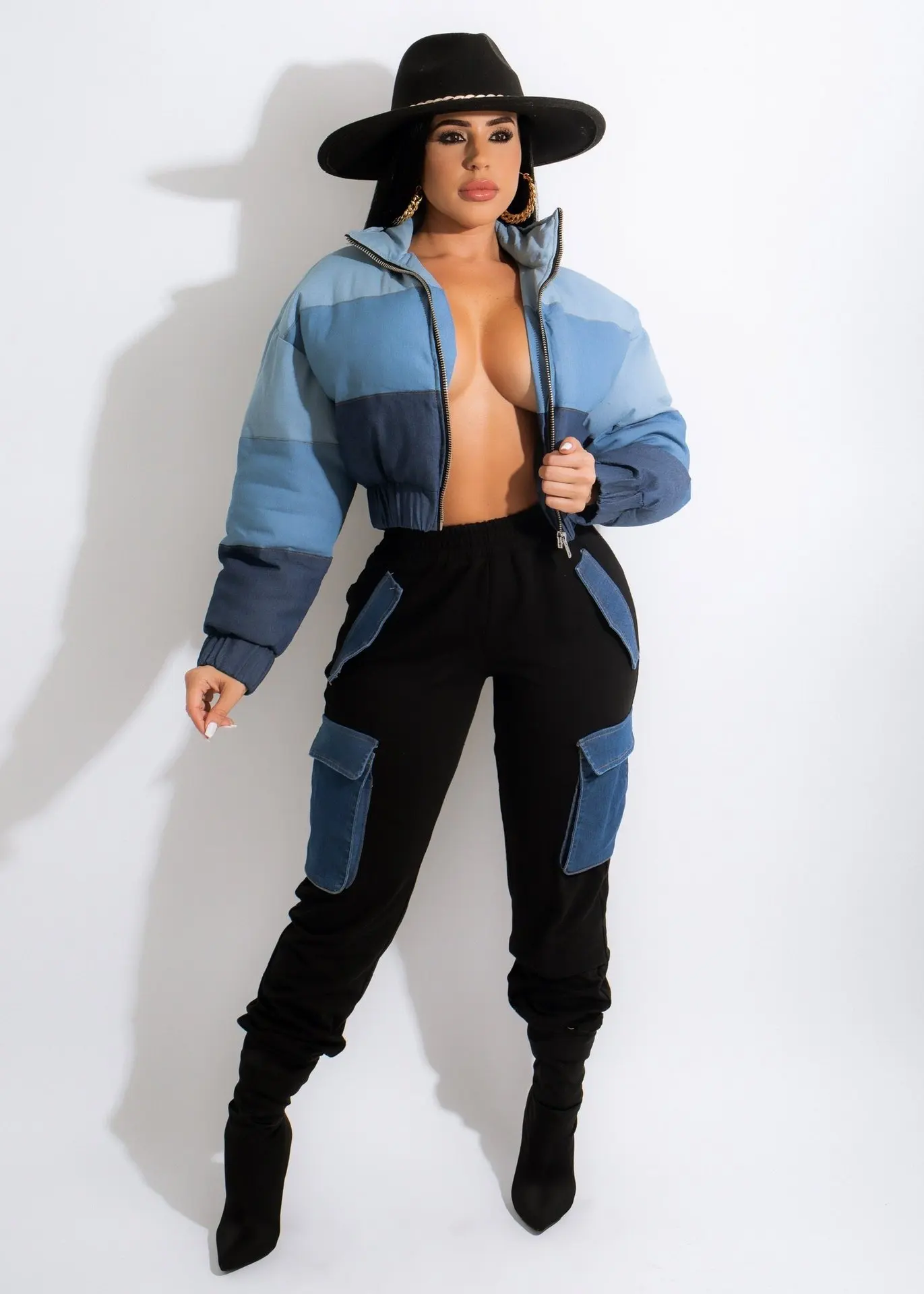 Women Patchwork Parka Coat Jackets Outwear Gradient Color Parkas Jacket Winter Warm Loose Zipper Striped Denim Crop Top Fall
Women Patchwork Parka Coat Jackets Outwear Gradient Color Parkas Jacket Winter Warm Loose Zipper Striped Denim Crop Top Fall