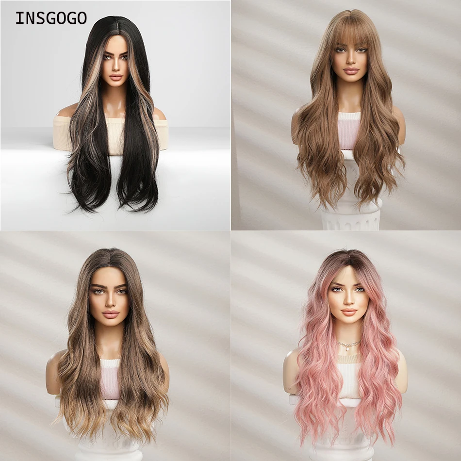 INSGOGO Long Wavy Synthetic Wigs For Black Women Brown to Light Pink White Color New Daily Use Female Hair Wigs 2023
INSGOGO Long Wavy Synthetic Wigs For Black Women Brown to Light Pink White Color New Daily Use Female Hair Wigs 2023