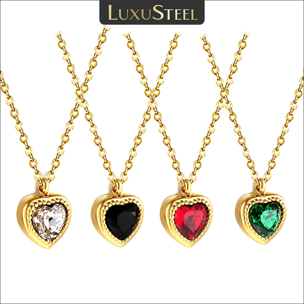 LUXUSTEEL Exquisite Stainless Steel Crystal Heart Pendant Necklace For Women Girls Red Green Cubic Zirconia Love Y2K Jewelry
LUXUSTEEL Exquisite Stainless Steel Crystal Heart Pendant Necklace For Women Girls Red Green Cubic Zirconia Love Y2K Jewelry