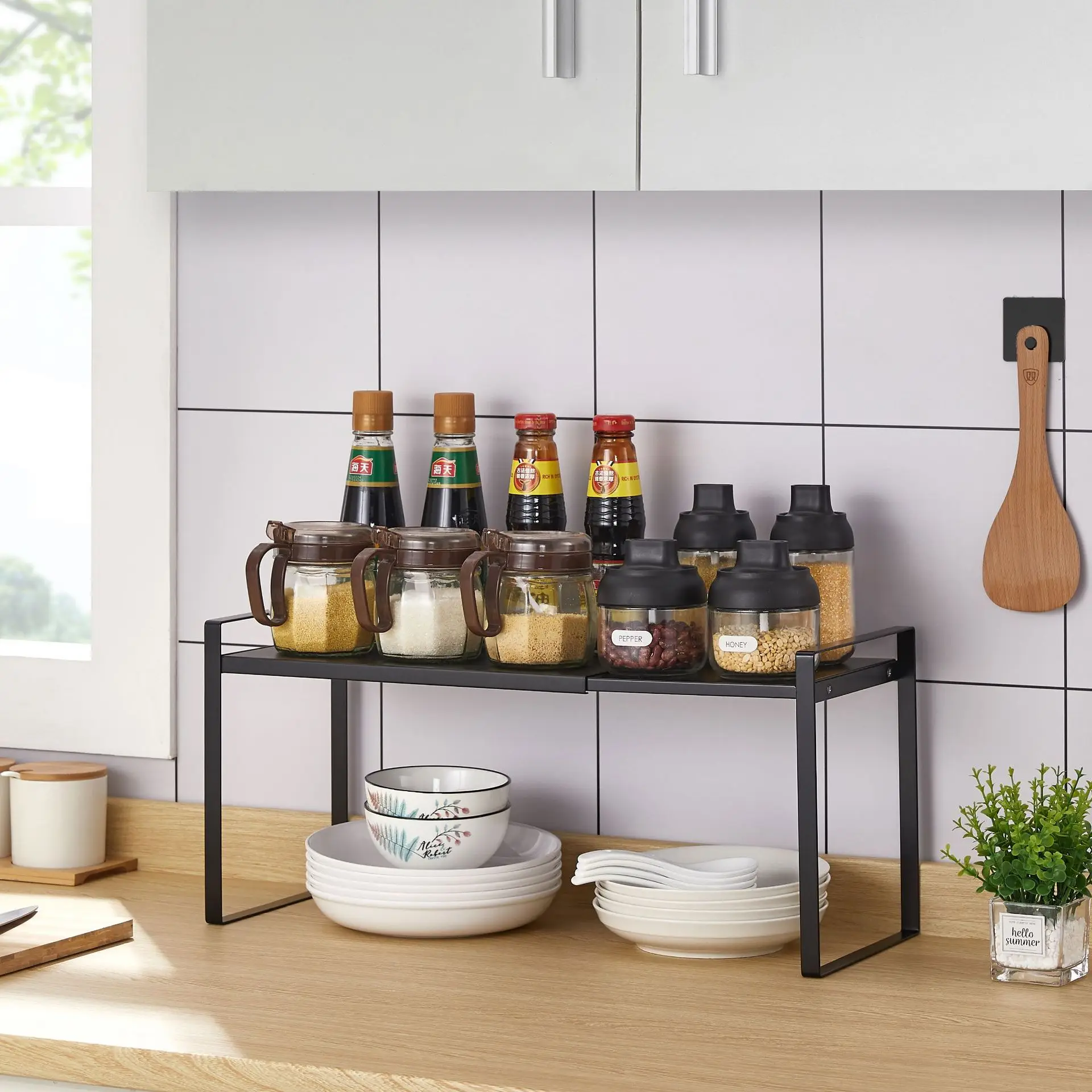 Kitchen Layered Storage Shelf Table Top Seasoning Storage Cabinet Inner Partition Plate Double Layer Pot Shelf
Kitchen Layered Storage Shelf Table Top Seasoning Storage Cabinet Inner Partition Plate Double Layer Pot Shelf