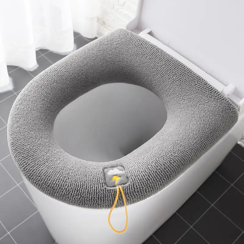 

360 ° All-around Toilet Cover Washable Soft O-shape Pad Toilet Seat Cover Portable Handle Four Seasons Type Universal Thickened