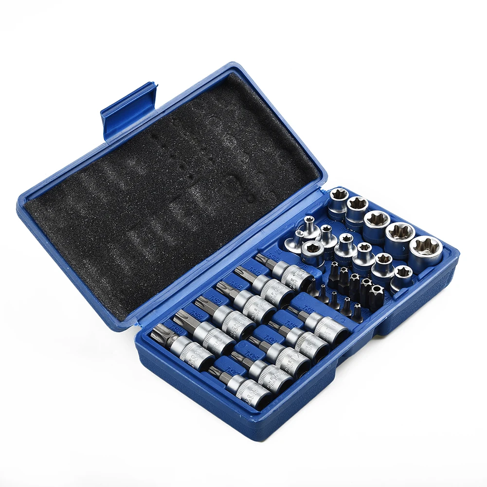 Bits Drive Tool Bits Socket High Quality Male/ Female Sockets Star Head Batch Socket Torx Star Sockets & Bit 34pcs/set
Bits Drive Tool Bits Socket High Quality Male/ Female Sockets Star Head Batch Socket Torx Star Sockets & Bit 34pcs/set