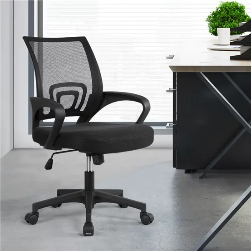 Adjustable Mid Back Mesh Swivel Office Chair with Armrests, Black Gaming Chair Comprised of Steel, Iron, PP, Nonwoven Fabric
Adjustable Mid Back Mesh Swivel Office Chair with Armrests, Black Gaming Chair Comprised of Steel, Iron, PP, Nonwoven Fabric