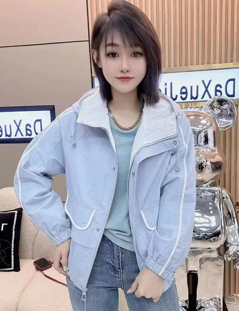 2023 New Fashion Short Women's Jacket Autumn Long Sleeve Hooded Windbreaker Female Overcoat Casual Basic Jackets Ladies Tops
2023 New Fashion Short Women's Jacket Autumn Long Sleeve Hooded Windbreaker Female Overcoat Casual Basic Jackets Ladies Tops