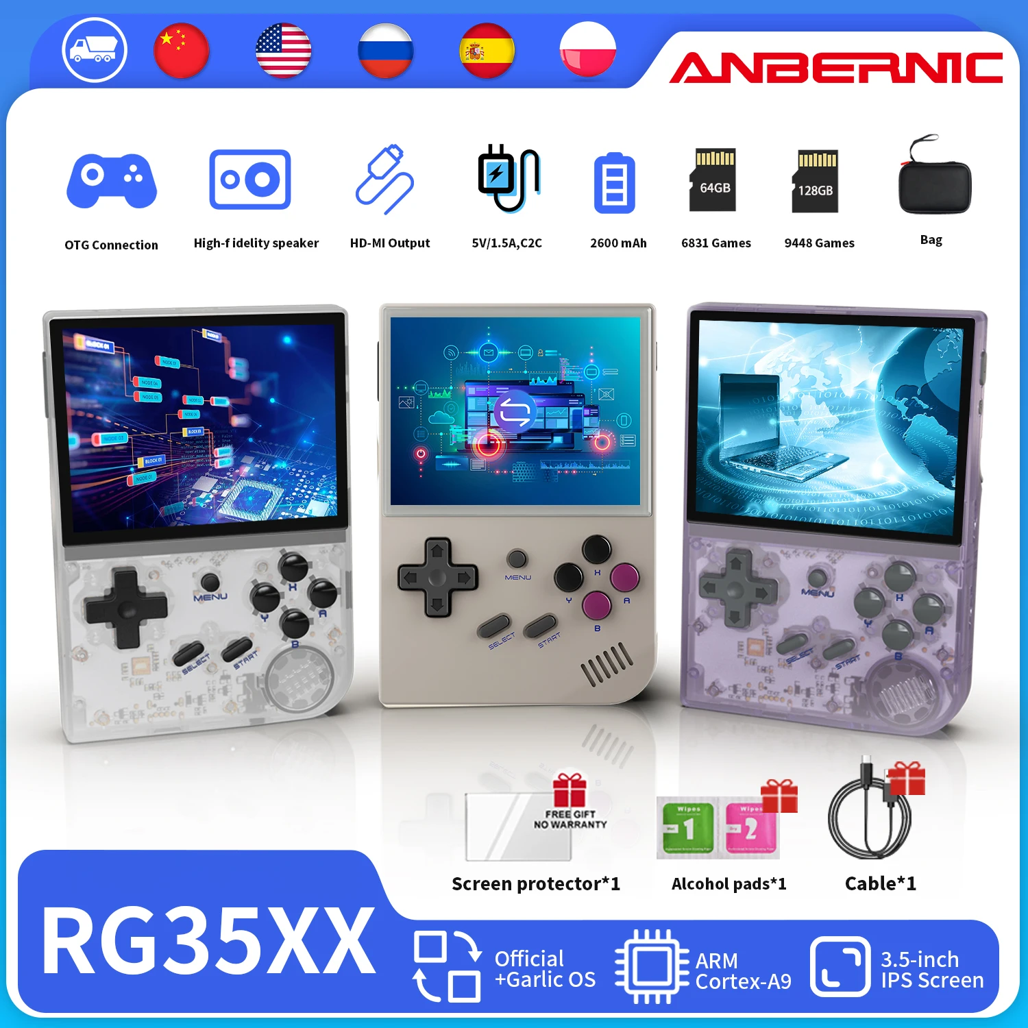 ANBERNIC RG35XX Retro Handheld Game Console 3.5 Inch IPS Screen Cortex-A9 Linux System Portable Pocket Video Player 5000+ Games
ANBERNIC RG35XX Retro Handheld Game Console 3.5 Inch IPS Screen Cortex-A9 Linux System Portable Pocket Video Player 5000+ Games