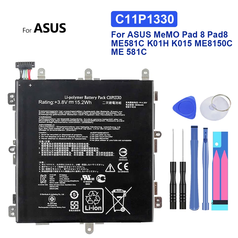 Battery C11P1330 3948mAh For ASUS MeMO Pad 8 Pad8 ME581C K01H K015 ME8150C ME 581C Bateria
Battery C11P1330 3948mAh For ASUS MeMO Pad 8 Pad8 ME581C K01H K015 ME8150C ME 581C Bateria