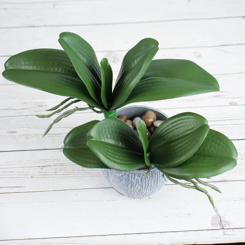 

Artificial Plants Simulation Green Moth Orchid Leaves PU Phalaenopsis Decorative Flowers Micro Landscape Home Wedding Decoration