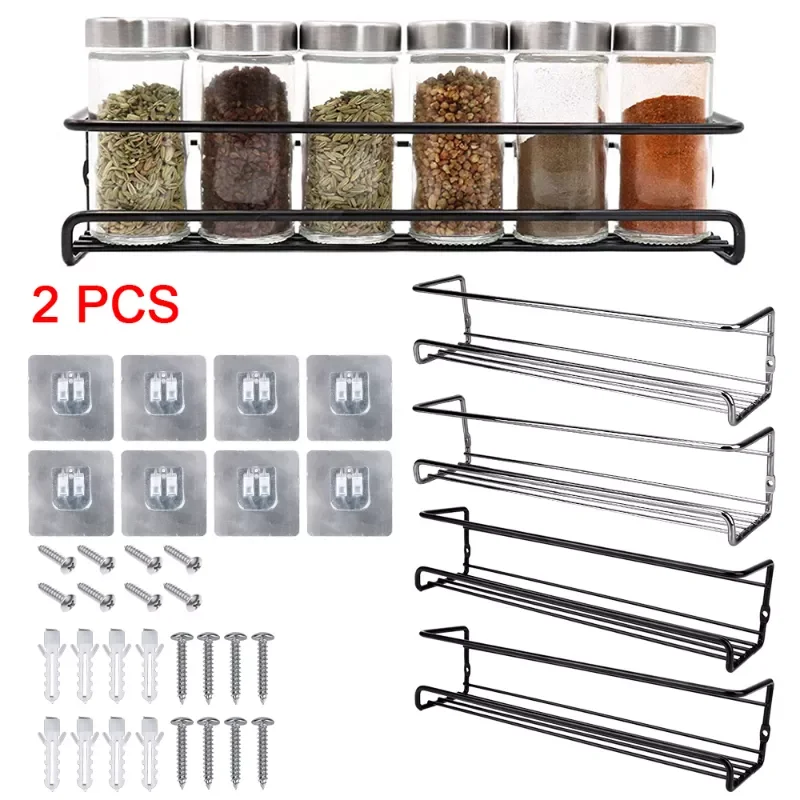 Metal Hanging Racks Spice Jar Storage Rack Seasoning Shelf Single Layer 2 Pcs For Home Restaurant Wall-Mounted No Drilling
Metal Hanging Racks Spice Jar Storage Rack Seasoning Shelf Single Layer 2 Pcs For Home Restaurant Wall-Mounted No Drilling