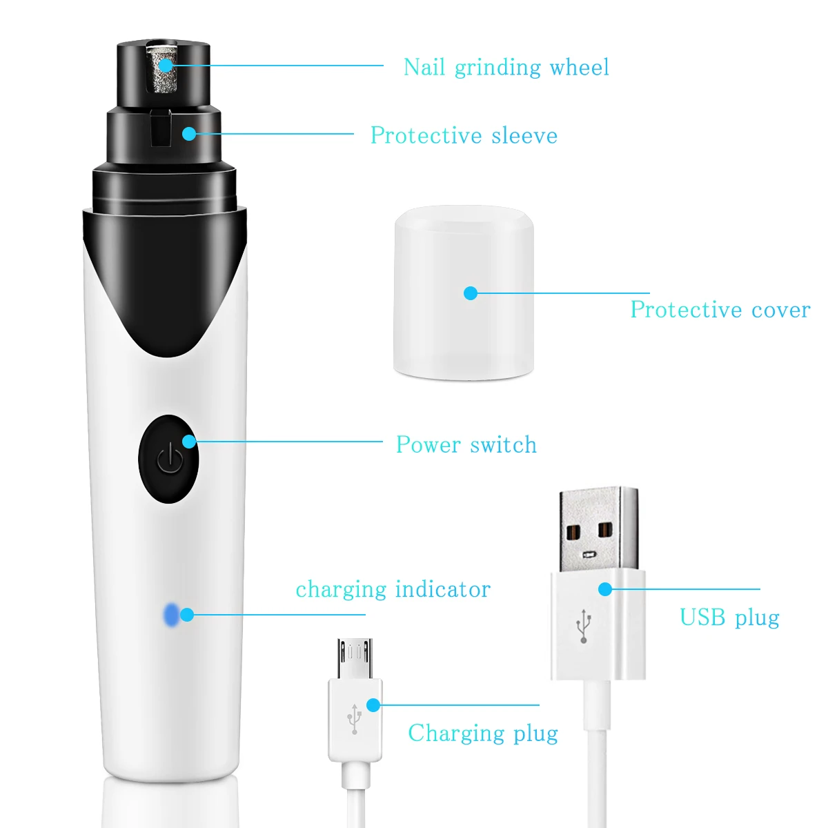 Portable Pet Nail Grinder USB Rechargeable Nail Trimmer Clipper Quiet Pet Paws Grooming Grinder for Dogs Cats with USB Cable
Portable Pet Nail Grinder USB Rechargeable Nail Trimmer Clipper Quiet Pet Paws Grooming Grinder for Dogs Cats with USB Cable