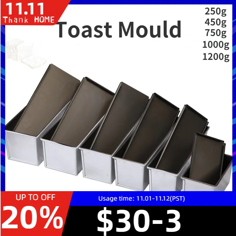 250g/450g/750g/900g/1000g Aluminum alloy black non-stick coating Toast boxes Bread Loaf Pan cake mold baking tool with lid
250g/450g/750g/900g/1000g Aluminum alloy black non-stick coating Toast boxes Bread Loaf Pan cake mold baking tool with lid