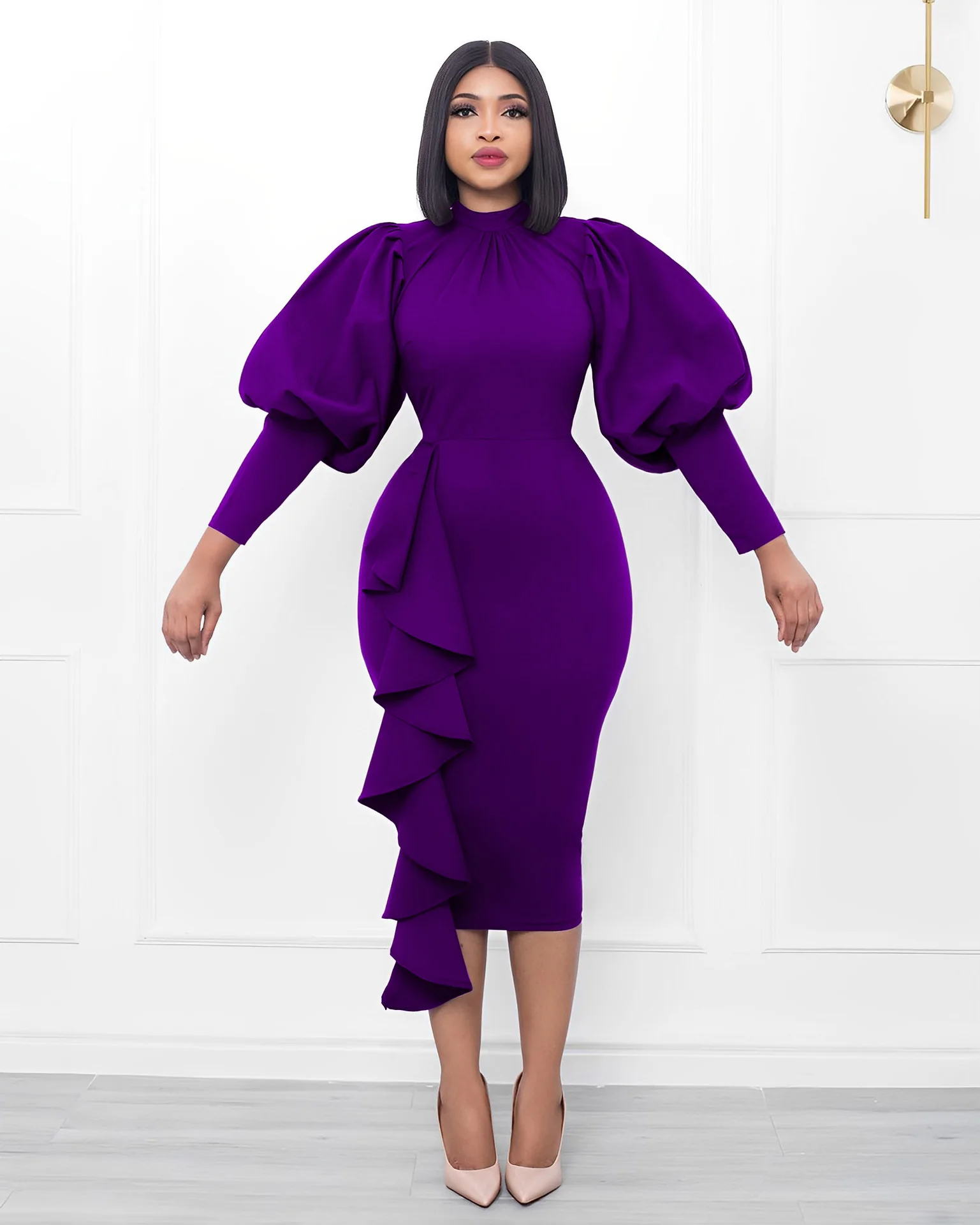 Женское платье с длинными рукавами, элегантное офисное платье с оборками и оборками на бедрах, Осень-зима 2022
Женское платье с длинными рукавами, элегантное офисное платье с оборками и оборками на бедрах, Осень-зима 2022