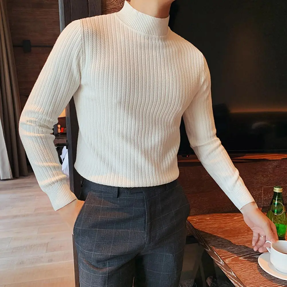 Half-high Collar Men Winter Sweater Solid Color Long Sleeves Striped Fall SweaterCasual Pullover Fall Sweater For Daily Wear
Half-high Collar Men Winter Sweater Solid Color Long Sleeves Striped Fall SweaterCasual Pullover Fall Sweater For Daily Wear