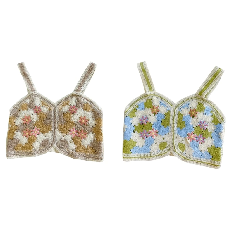 Женские ажурные сексуальные топы, цветочный вязаный Croppe Cami Top 
Женские ажурные сексуальные топы, цветочный вязаный Croppe Cami Top