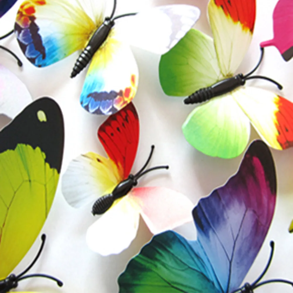 

New Style 12Pcs 3D Butterfly Wall Stickers Room Home Decor Butterflies For Household Wedding Decoration Fridge Magnet Decals