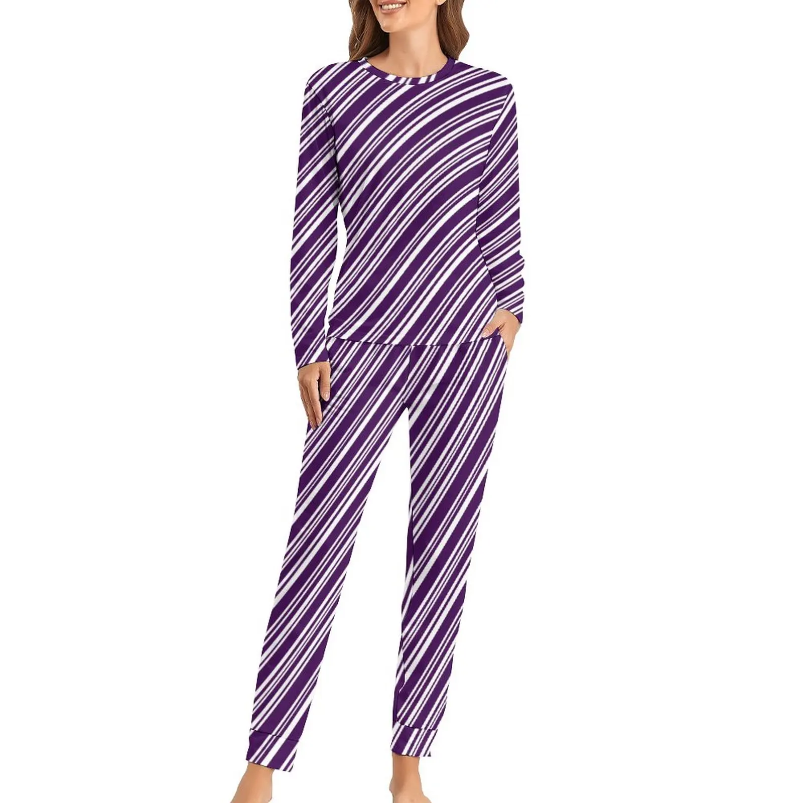 Purple And White Line Pajamas Candy Stripe Pattern Home Oversized Sleepwear Female Long Sleeves Pattern Cute Pajamas Set
Purple And White Line Pajamas Candy Stripe Pattern Home Oversized Sleepwear Female Long Sleeves Pattern Cute Pajamas Set