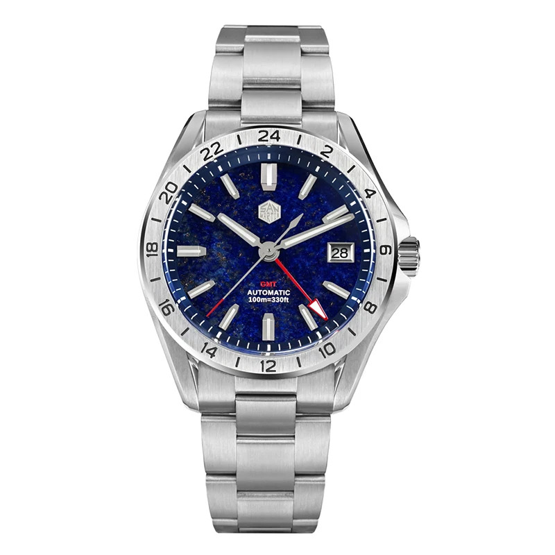 Мужские часы San Martin GMT 39 мм автоматические механические наручные Часы 10ATM