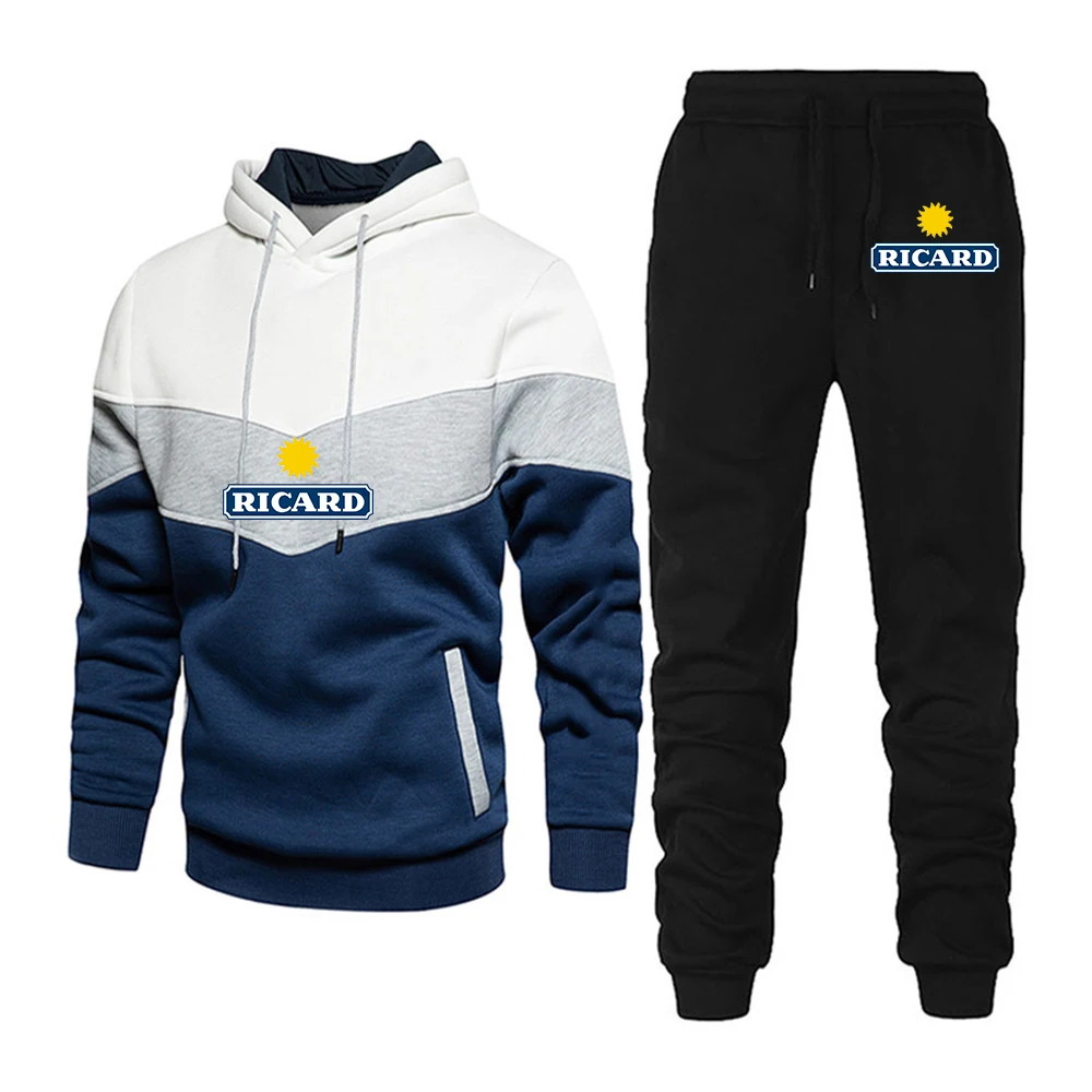 2023 New Men's Printing RICARD Fashion Spring Autumn Three-Color Stitching Cotton Warm Hoodies Leisure Sportpants 2-Piece Set
2023 New Men's Printing RICARD Fashion Spring Autumn Three-Color Stitching Cotton Warm Hoodies Leisure Sportpants 2-Piece Set
