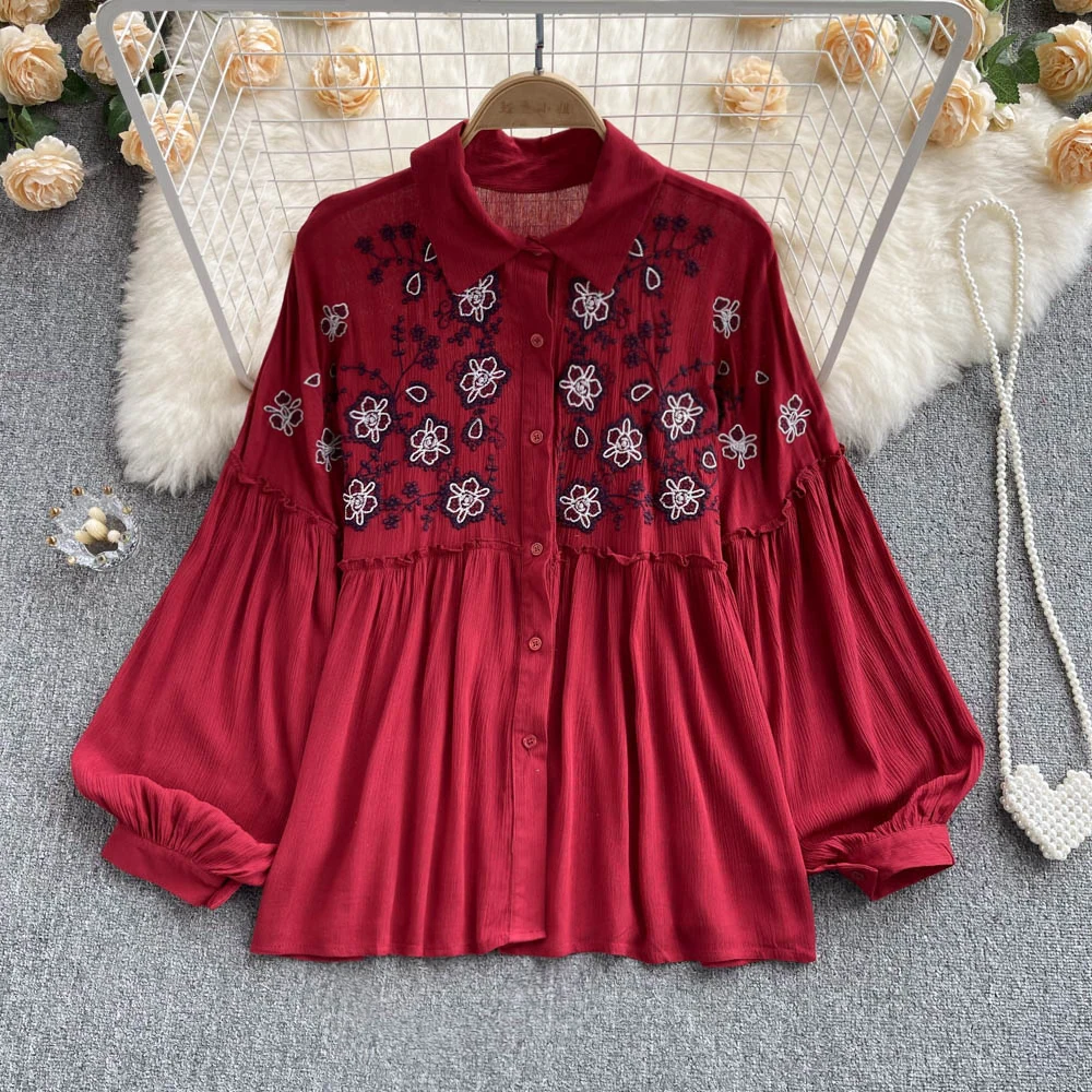New Retro Ethnic Wind Heavy Embroidery Age Reduction Bubble Sleeve Loose and Versatile Vacation Tops
New Retro Ethnic Wind Heavy Embroidery Age Reduction Bubble Sleeve Loose and Versatile Vacation Tops