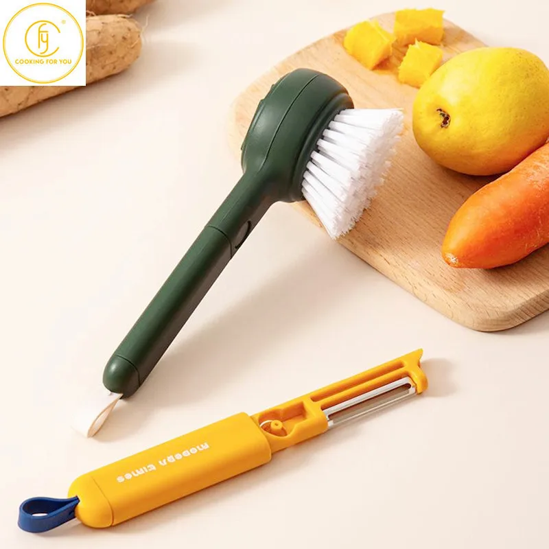 Family Multifunctional Long Handle Vegetables Cleaning Brushes with Vegetable Peeler Kitchen Dish Bowl Pot Fruit Washing Brush
Family Multifunctional Long Handle Vegetables Cleaning Brushes with Vegetable Peeler Kitchen Dish Bowl Pot Fruit Washing Brush