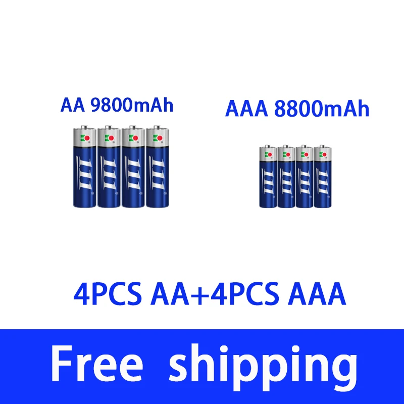 AAA + AA rechargeable AA 1.5V 9800mah - 1.5V AAA 8800mAh alkaline battery flashlight toy watch MP3 player, free delivery
AAA + AA rechargeable AA 1.5V 9800mah - 1.5V AAA 8800mAh alkaline battery flashlight toy watch MP3 player, free delivery