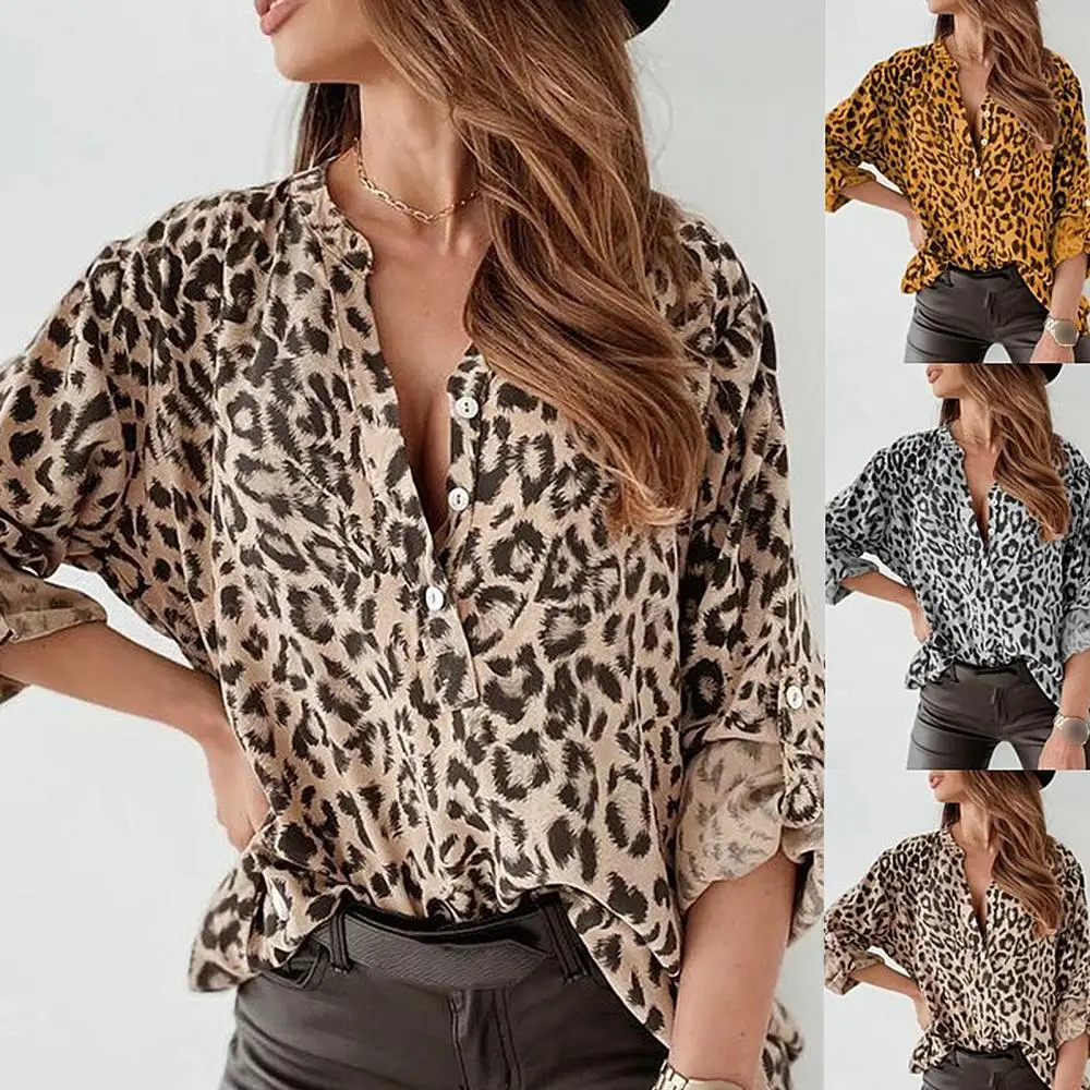 Women Fashion Long Sleeve Stand Collar Buttons Leopard Print Office Shirt Blouse
Women Fashion Long Sleeve Stand Collar Buttons Leopard Print Office Shirt Blouse