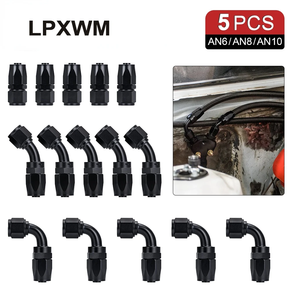 5 Pieces AN4 AN6 AN8 AN10 Straight 45 90 180 Degree Oil Fuel Swivel Hose End Fitting Oil Hose End Adaptor Kit Factory Supply
5 Pieces AN4 AN6 AN8 AN10 Straight 45 90 180 Degree Oil Fuel Swivel Hose End Fitting Oil Hose End Adaptor Kit Factory Supply