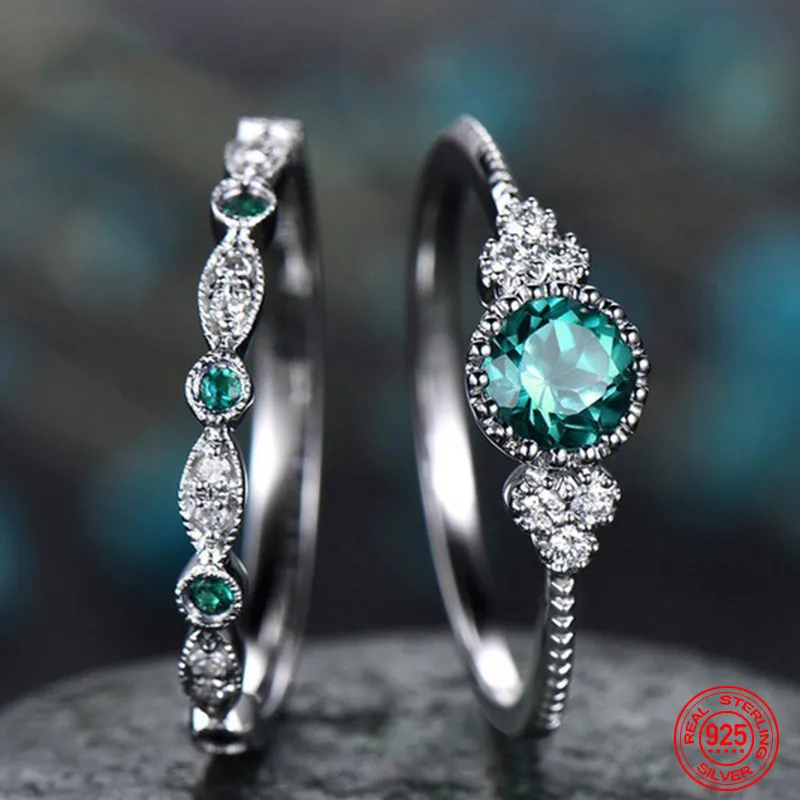 925 Sterling Silver Emerald Zircon Ring For Women Charm Blue Gemstone Rings Wedding Jewelry Gift 
925 Sterling Silver Emerald Zircon Ring For Women Charm Blue Gemstone Rings Wedding Jewelry Gift