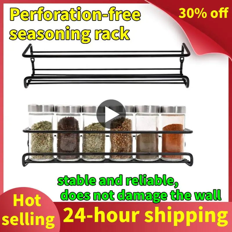 Metal Kitchen Shelf Perforation-free Kitchen Organizer Wall-mounted Simple Condiments Rack Kitchen Accessories Set High Quality
Metal Kitchen Shelf Perforation-free Kitchen Organizer Wall-mounted Simple Condiments Rack Kitchen Accessories Set High Quality