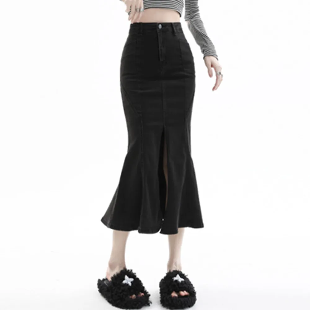 Fashion Sexy Split Denim Skirt Spring Summer High Waist Slim Wrap Hip Mermaid Jeans Skirt For Women Korean Long Skirt
Fashion Sexy Split Denim Skirt Spring Summer High Waist Slim Wrap Hip Mermaid Jeans Skirt For Women Korean Long Skirt