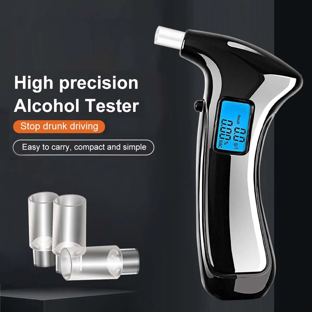 Portable Breathalyzer with 5 Mouthpiece High-Precision Alcohol Tester Keychain LED Display Breath Test with Sound Battery Power
Portable Breathalyzer with 5 Mouthpiece High-Precision Alcohol Tester Keychain LED Display Breath Test with Sound Battery Power