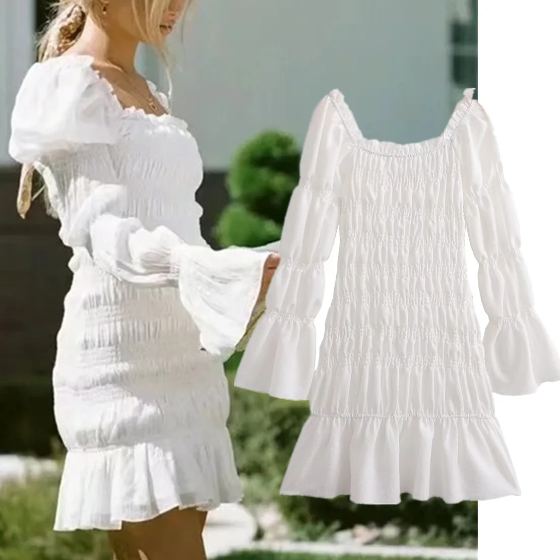 Dave&Di Folk Vintage Square Collar Sheath Sexy Pure White Party Dress Women French Indie Dress
Dave&Di Folk Vintage Square Collar Sheath Sexy Pure White Party Dress Women French Indie Dress