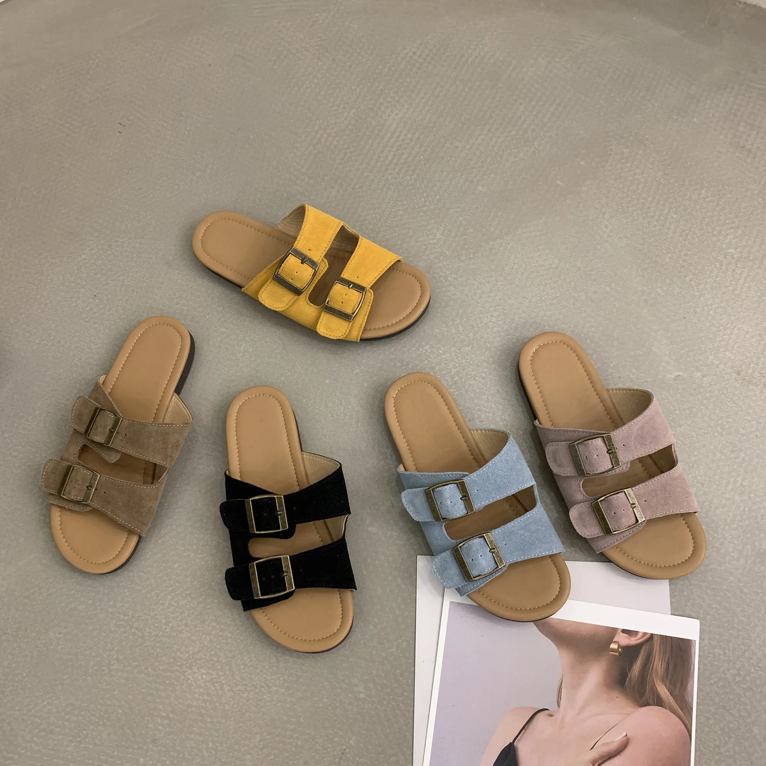 Flat Heel Slides Casual Shoes 2022 Summer New Open Toe Beach Slippers Lady Nubuck Leather Slip On Slides Mules Arizona Sandals
Flat Heel Slides Casual Shoes 2022 Summer New Open Toe Beach Slippers Lady Nubuck Leather Slip On Slides Mules Arizona Sandals