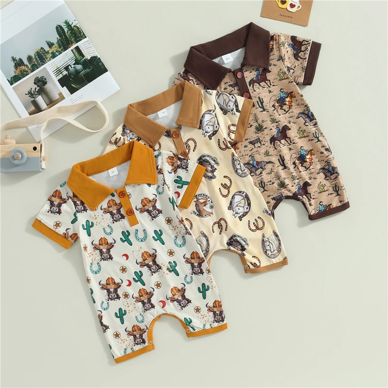 Summer Infant Baby Boys Short Sleeve Rompers Lapel Horse Print Buttons Casual Jumpsuit For Newborn Clothing
Summer Infant Baby Boys Short Sleeve Rompers Lapel Horse Print Buttons Casual Jumpsuit For Newborn Clothing