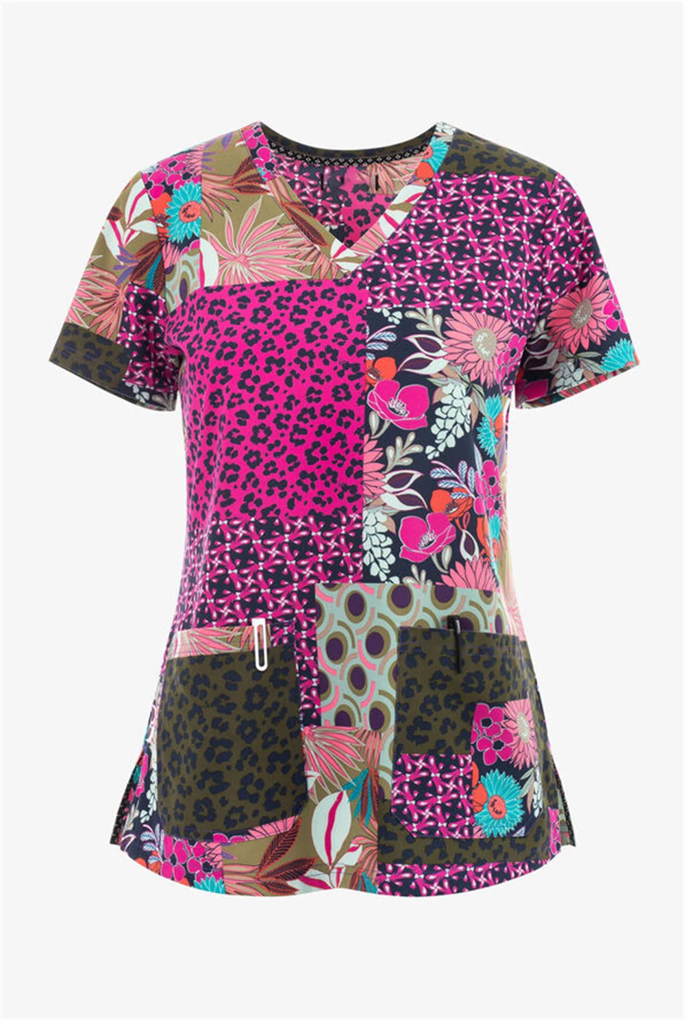 Women V Neck Short Sleeve Top Butterfly Patch Print Work Shirt Nurse Uniform Study Uniform
Women V Neck Short Sleeve Top Butterfly Patch Print Work Shirt Nurse Uniform Study Uniform