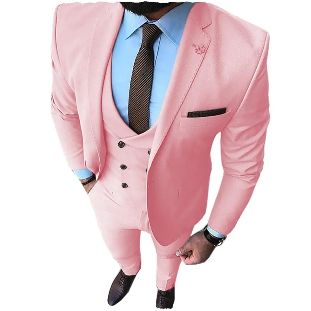 New Pink Men Prom Tuxedos Fashion Double Breasted Suit Slim Fit 3 Piece Notch Lapel Wedding Groomsmen Blazer+Vest+Pants
New Pink Men Prom Tuxedos Fashion Double Breasted Suit Slim Fit 3 Piece Notch Lapel Wedding Groomsmen Blazer+Vest+Pants