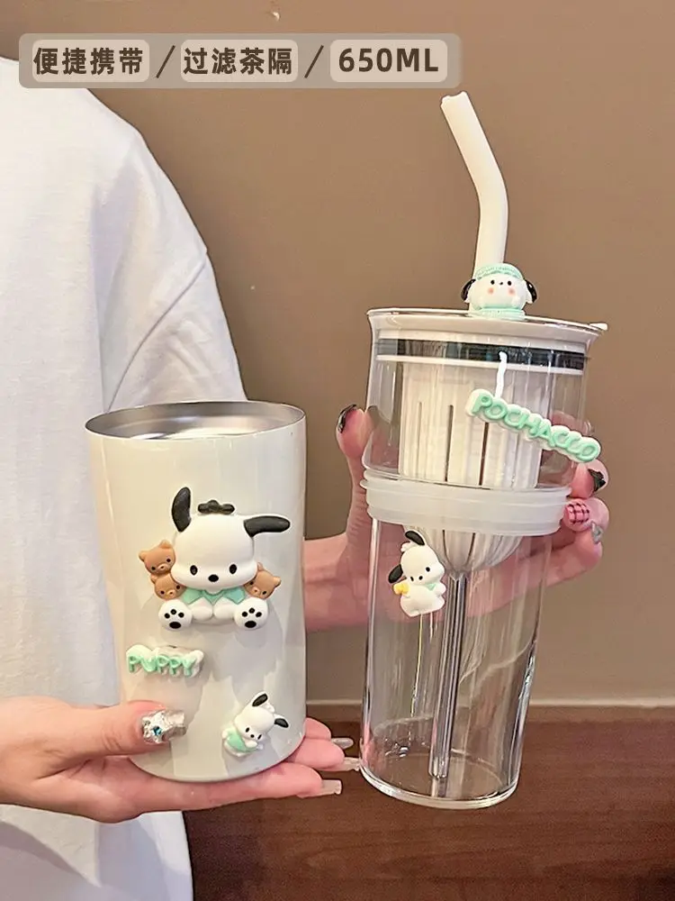 Sanrio Pacha Dog Glass Thermos Cup Girls New Good-looking Portable Coffee Cup Tea Water Separation Cup with Straw 
Sanrio Pacha Dog Glass Thermos Cup Girls New Good-looking Portable Coffee Cup Tea Water Separation Cup with Straw
