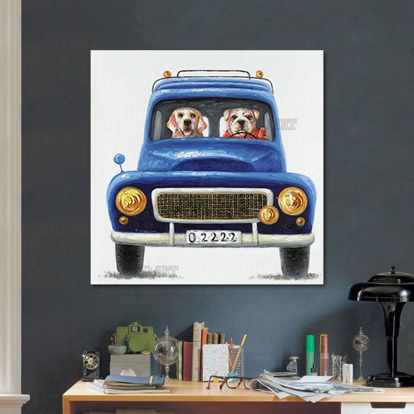 Cartoon Two Dog Driving Canvas Poster Art For Children Bedroom Decoration Handmade Animal Oil Painting Pet Dogs Picture Wall Art
Cartoon Two Dog Driving Canvas Poster Art For Children Bedroom Decoration Handmade Animal Oil Painting Pet Dogs Picture Wall Art