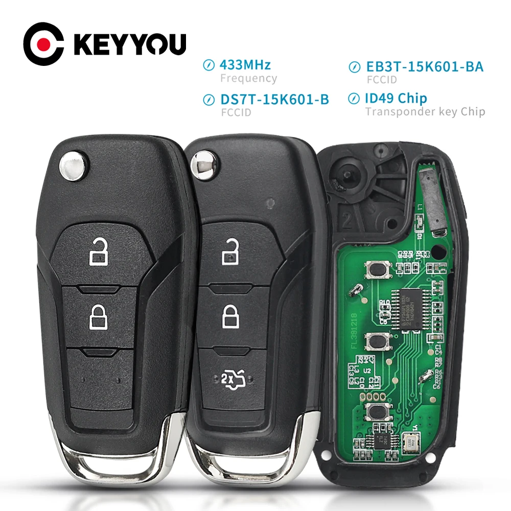 KEYYOU 433 МГц дистанционное управление Автомобильный ключ для Ford KA Mondeo Glaxy S-Max Ranger F150 EB3T-15K601-BA ID49Chip
KEYYOU 433 МГц дистанционное управление Автомобильный ключ для Ford KA Mondeo Glaxy S-Max Ranger F150 EB3T-15K601-BA ID49Chip